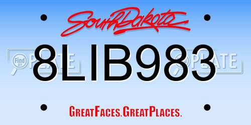 8LIB983 South Dakota License Plate