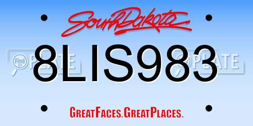 8LIS983 South Dakota License Plate