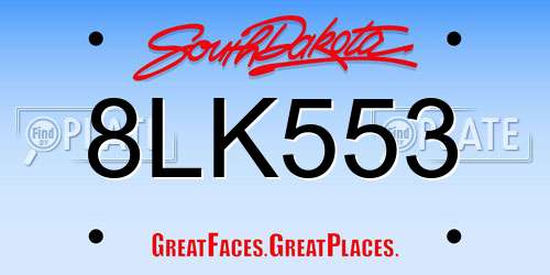 8LK553 South Dakota License Plate