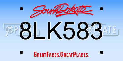 8LK583 South Dakota License Plate