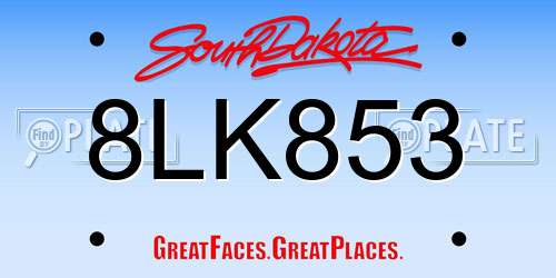 8LK853 South Dakota License Plate