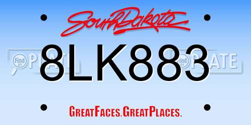 8LK883 South Dakota License Plate