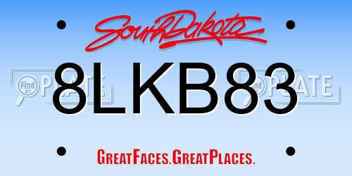 8LKB83 South Dakota License Plate