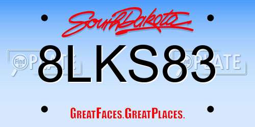 8LKS83 South Dakota License Plate