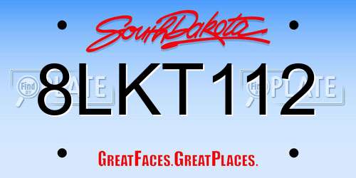 8LKT112 South Dakota License Plate