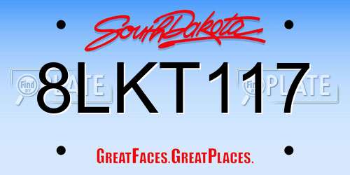 8LKT117 South Dakota License Plate
