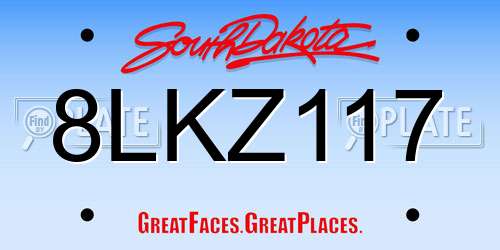 8LKZ117 South Dakota License Plate