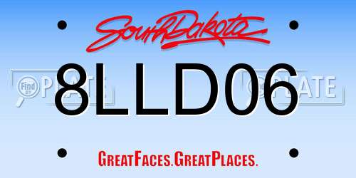 8LLD06 South Dakota License Plate