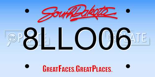 8LLO06 South Dakota License Plate