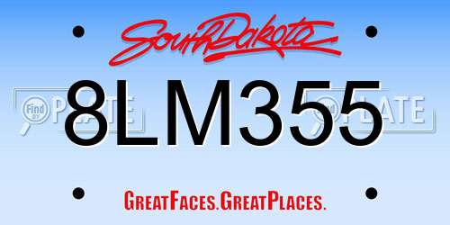 8LM355 South Dakota License Plate