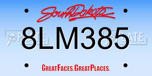 8LM385 South Dakota License Plate