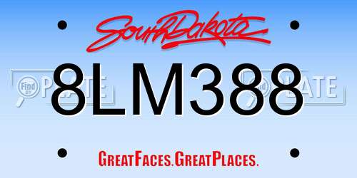 8LM388 South Dakota License Plate