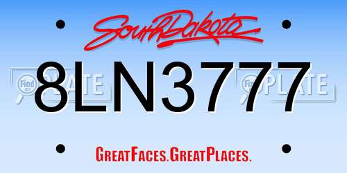 8LN3777 South Dakota License Plate