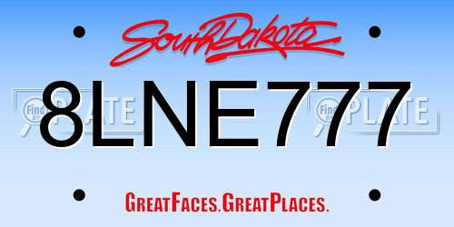 8LNE777 South Dakota License Plate
