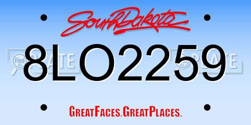 8LO2259 South Dakota License Plate