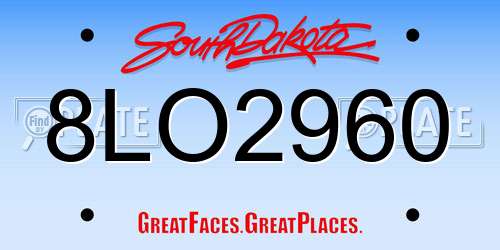 8LO2960 South Dakota License Plate