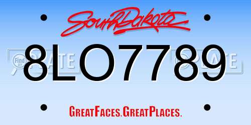 8LO7789 South Dakota License Plate