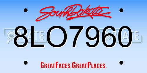 8LO7960 South Dakota License Plate