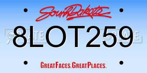 8LOT259 South Dakota License Plate