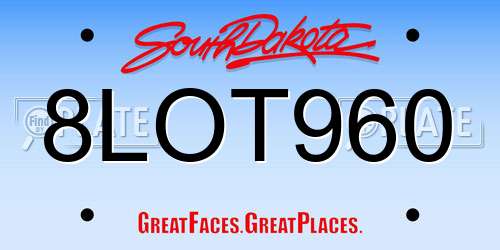 8LOT960 South Dakota License Plate