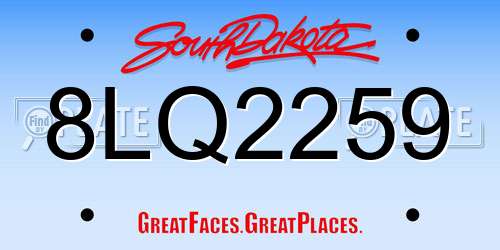 8LQ2259 South Dakota License Plate