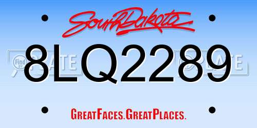 8LQ2289 South Dakota License Plate