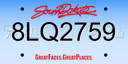 8LQ2759 South Dakota License Plate