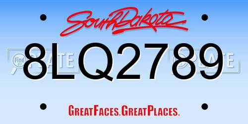 8LQ2789 South Dakota License Plate