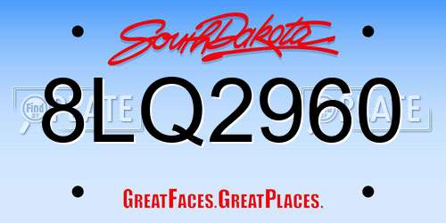 8LQ2960 South Dakota License Plate