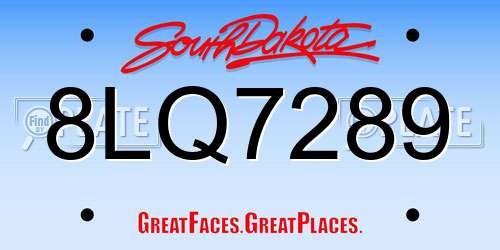 8LQ7289 South Dakota License Plate