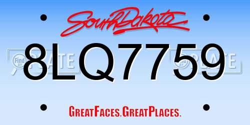 8LQ7759 South Dakota License Plate