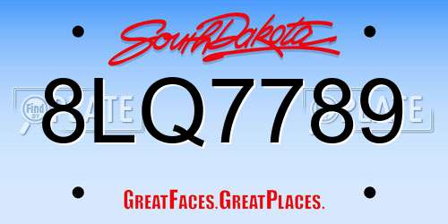 8LQ7789 South Dakota License Plate