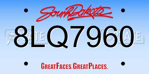 8LQ7960 South Dakota License Plate
