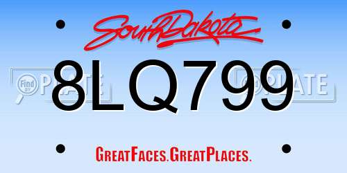 8LQ799 South Dakota License Plate