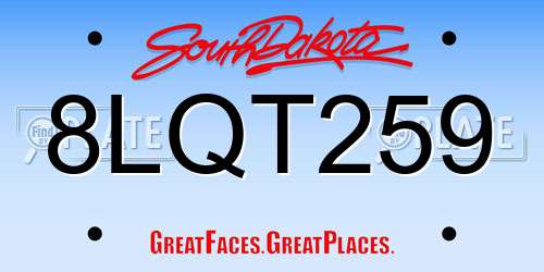 8LQT259 South Dakota License Plate