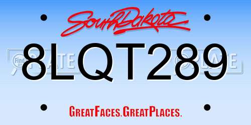 8LQT289 South Dakota License Plate