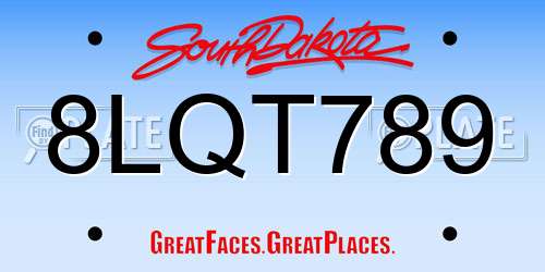 8LQT789 South Dakota License Plate