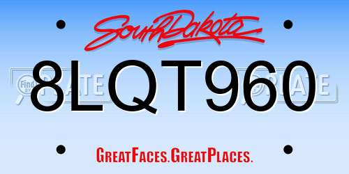 8LQT960 South Dakota License Plate
