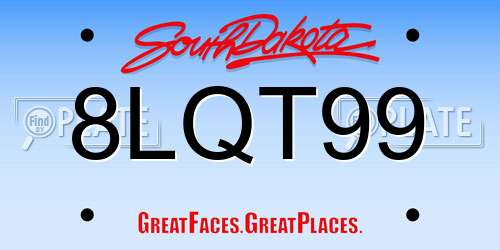 8LQT99 South Dakota License Plate