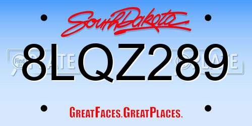 8LQZ289 South Dakota License Plate