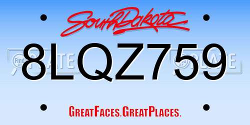 8LQZ759 South Dakota License Plate