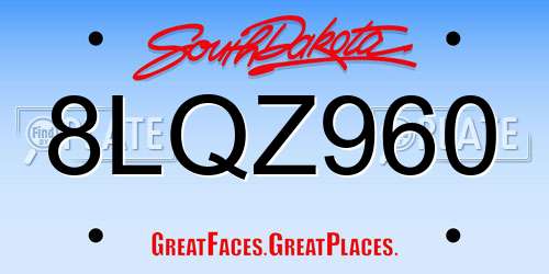 8LQZ960 South Dakota License Plate
