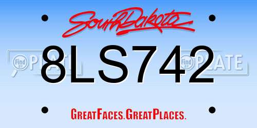 8LS742 South Dakota License Plate