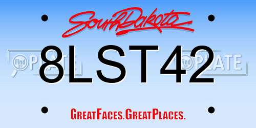 8LST42 South Dakota License Plate