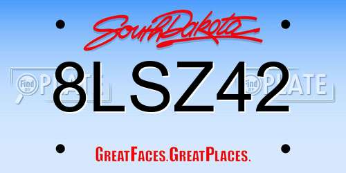 8LSZ42 South Dakota License Plate