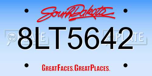 8LT5642 South Dakota License Plate