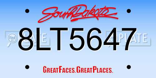 8LT5647 South Dakota License Plate