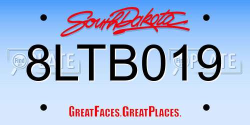 8LTB019 South Dakota License Plate