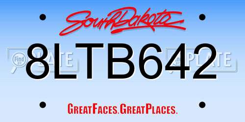 8LTB642 South Dakota License Plate