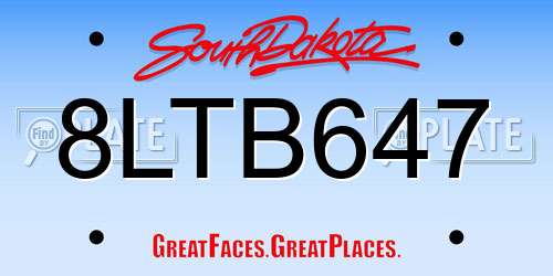 8LTB647 South Dakota License Plate